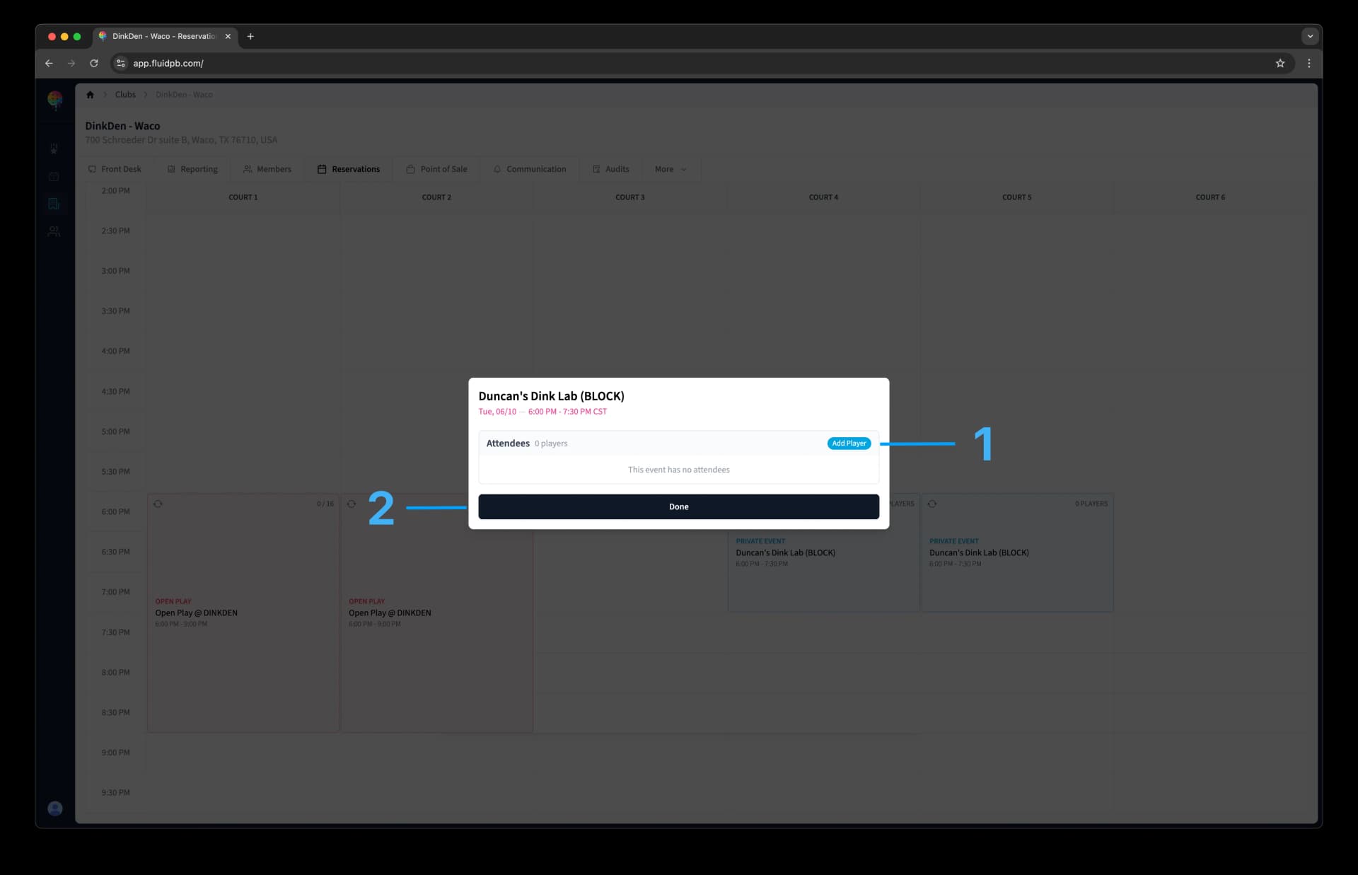Add players to a repeated private lesson